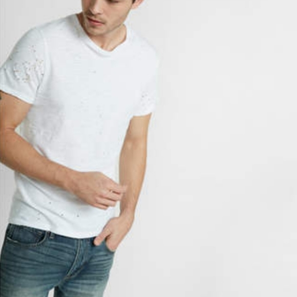 Express distressed white crew tee - Picture 6 of 6